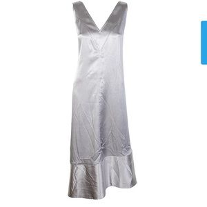 Anne Klein slip midi dress silver size 2